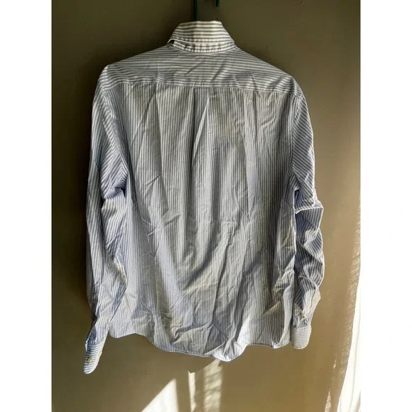 Lauren Ralph Lauren Striped Button-Up Shirt Menswear Dress Shirt Blue White L - Picture 2 of 7